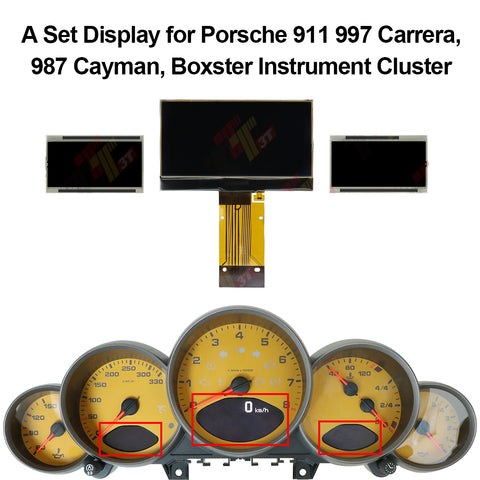 A Set Display for Porsche 911 997 Carrera/GT2/GT3/Turbo/Targa, 987 Cayman, 987 Boxster Speedometer Instrument Cluster