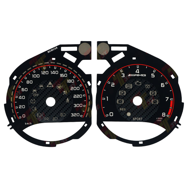 Mercedes C-Class C63 C200L, GLC260 Upgarde AMG Gauge Face. Carbon Fiber Material