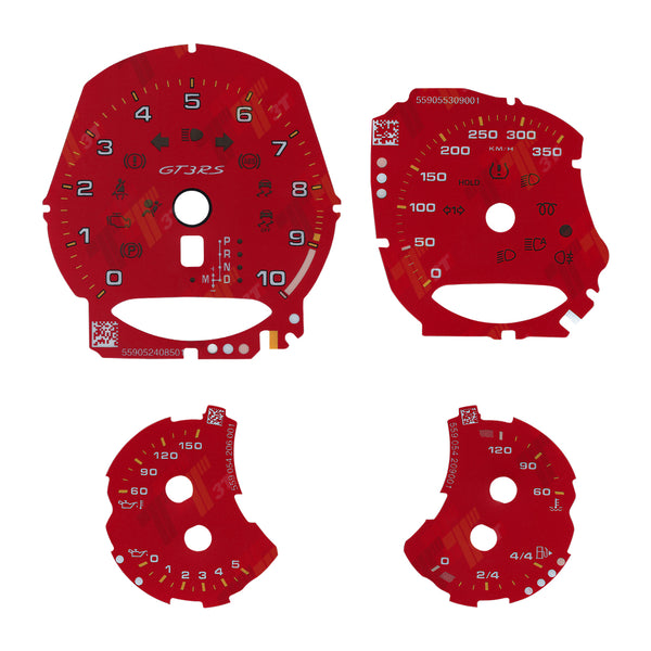 Gauge Face for Porsche Carrera 991/Cayenne 958/Panamera 970 GT3RS 350KM/H Red