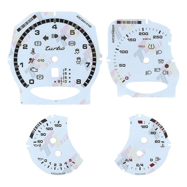 Gauge Face for Porsche Carrera 991/Cayenne 958/Panamera 970 Turbo 250KM/H White