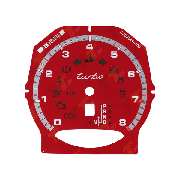 Gauge Face for Carrera 991/Cayenne 958/Panamera 970 Turbo Tachometer 8000rpm Red