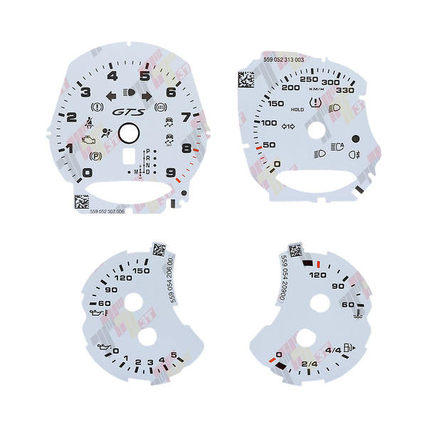 Gauge Face for Porsche Carrera 991/Cayenne 958/Panamera 970 GTS 330KM/H White
