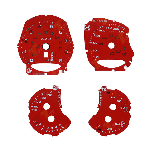 Gauge Face for Porsche 911 Carrera 991/Cayenne 958/Panamera 970 GT3 330KM/H Red