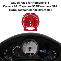 Gauge Face for Carrera 991/Cayenne 958/Panamera 970 Turbo Tachometer 8000rpm Red