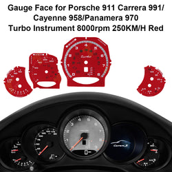 Gauge Face for Porsche911 Carrera 991/Cayenne 958/Panamera 970 Turbo 250KM/H Red