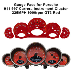 Gauge Face for Porsche 911 997 Carrera Instrument Cluster 225MPH 9000rpm GT3 Red