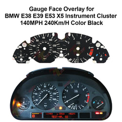 Gauge Face Overlay for BMW E38 E39 E53 X5 Instrument Cluster 140MPH 240Km/H