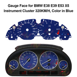 Gauge Face Overlay for BMW E38 E39 E53 X5 Instrument Cluster 320KM/H Color Bule