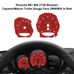 Porsche 981 982 (718) Boxster / Cayman / Macan Turbo Gauge Face 280KM/H in Red