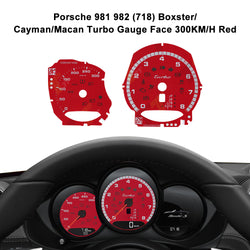 Porsche 981 982 (718) Boxster / Cayman / Macan Turbo Gauge Face 300KM/H in Red