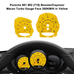 Porsche 981 982 (718) Boxster / Cayman / Macan Turbo Gauge Face 280KM/H Yellow