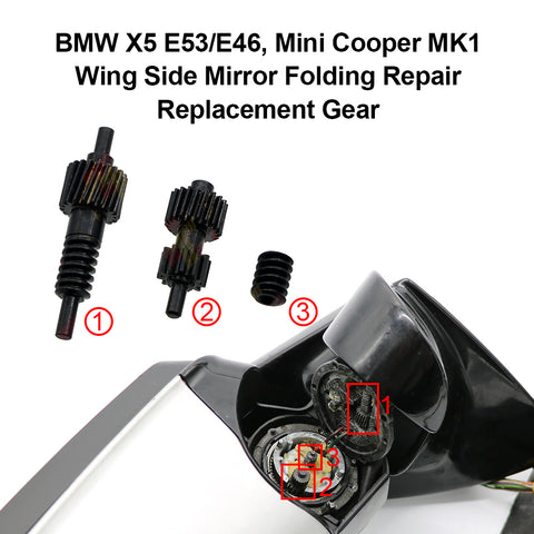 BMW X5 E53/E46, Mini Cooper MK1 Wing Side Mirror Folding Repair Replacement Gear