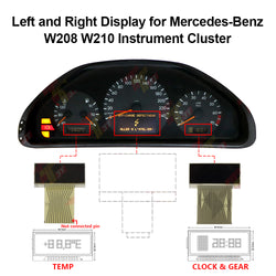 Temp and Clock Display for Mercedes W202 W208 W210 R170 Instrument Cluster