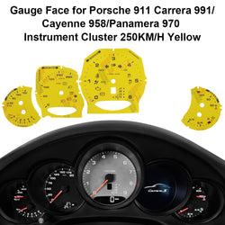 Gauge Face for Porsche 911 Carrera 991/Cayenne 958/Panamera 970 250KM/H Yellow