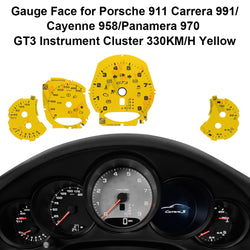 Gauge Face for Porsche Carrera 991/Cayenne 958/Panamera 970 GT3 330KM/H Yellow